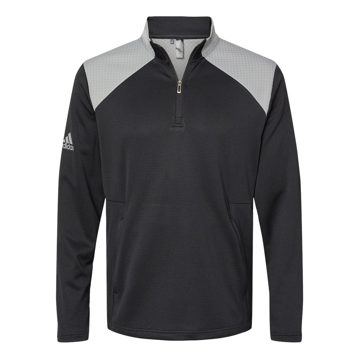 Adidas Textured Mixed Media Quarter-Zip Pullover